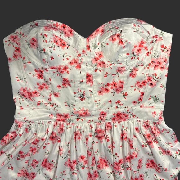 romantic ruffle pink floral strapless corset mini dress L The Man Repeller x PJK - Picture 7 of 8